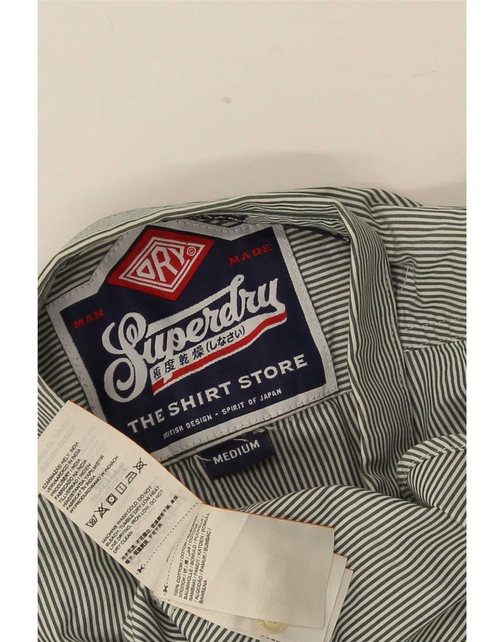 Koszula męska Superdry Średnioszara, bawełniana w prążki