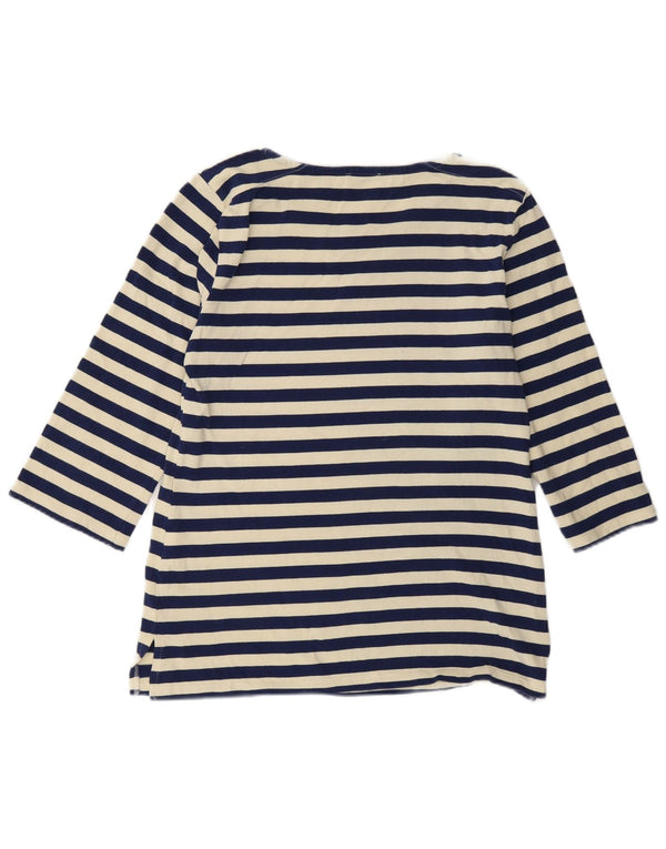 Top damski Benetton z rękawem 3/4, UK 10, mały, bawełniany w granatowe paski