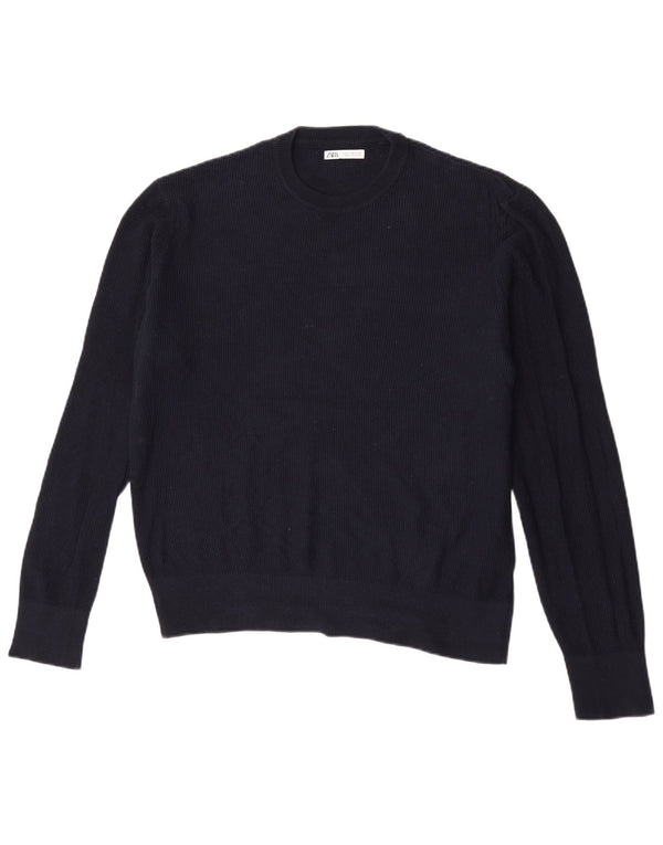 Męski sweter z okrągłym dekoltem Zara, średni granat