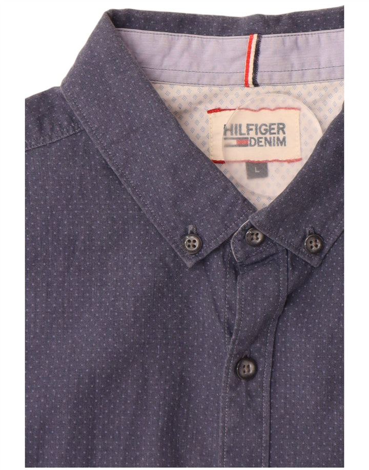 Męska koszula z krótkim rękawem Tommy Hilfiger, duża, niebieska w cętki