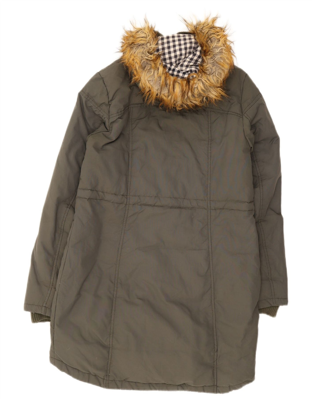 Damska kurtka parka z kapturem Fat Face UK 10, mała, bawełniana khaki