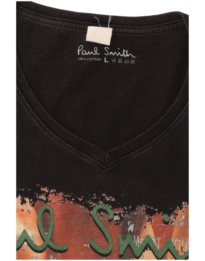 Męski T-shirt z grafiką Paul Smith, duży, czarny, bawełniany