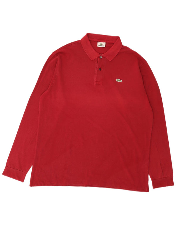 Męska koszulka polo Lacoste z długim rękawem, rozmiar 6 XL, bordowa bawełna