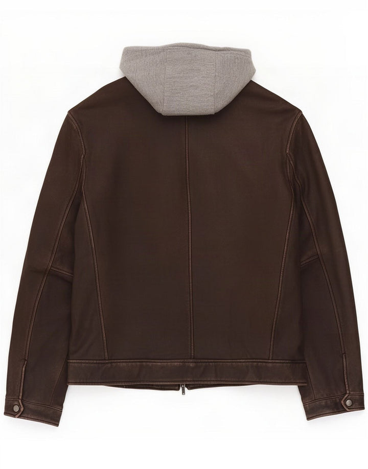 Conbipel Męska kurtka skórzana z kapturem IT 52 Large Brown