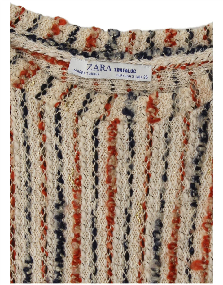 Damska sukienka sweterkowa ZARA Trafaluc UK 8 w małe złamane białe paski