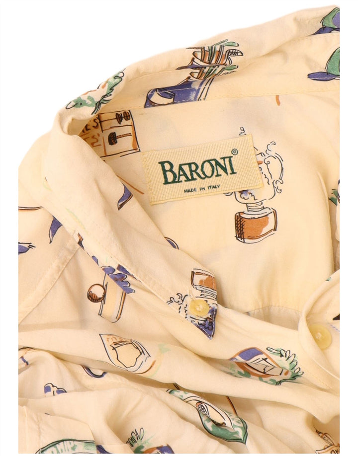 Męska koszula z krótkim rękawem BARONI z grafiką, duża, w kolorze złamanej bieli, wiskoza