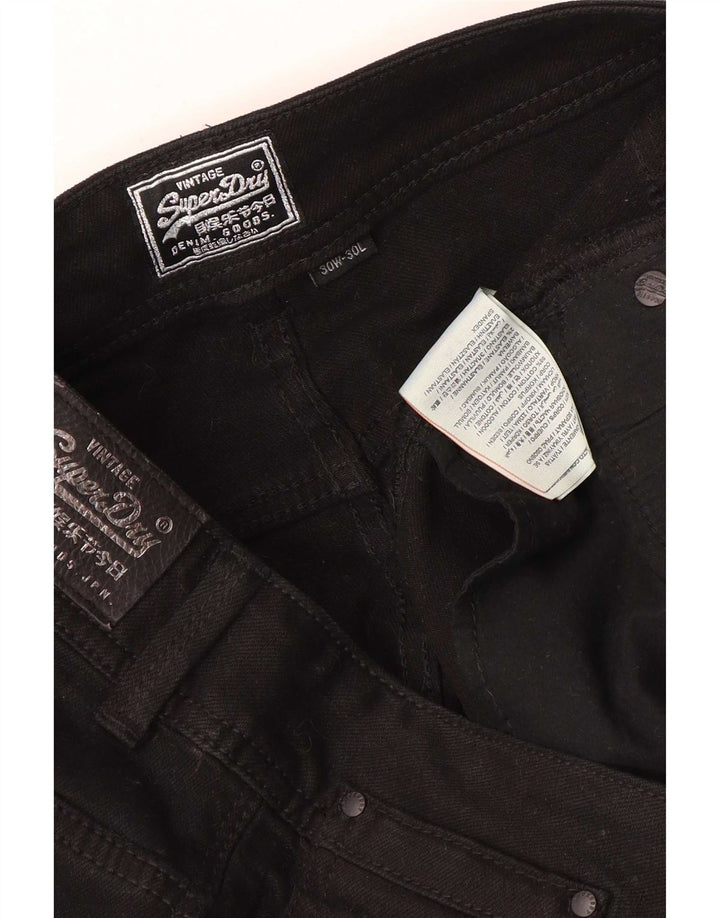 Damskie jeansy slim superdry W30 L30 czarne bawełniane