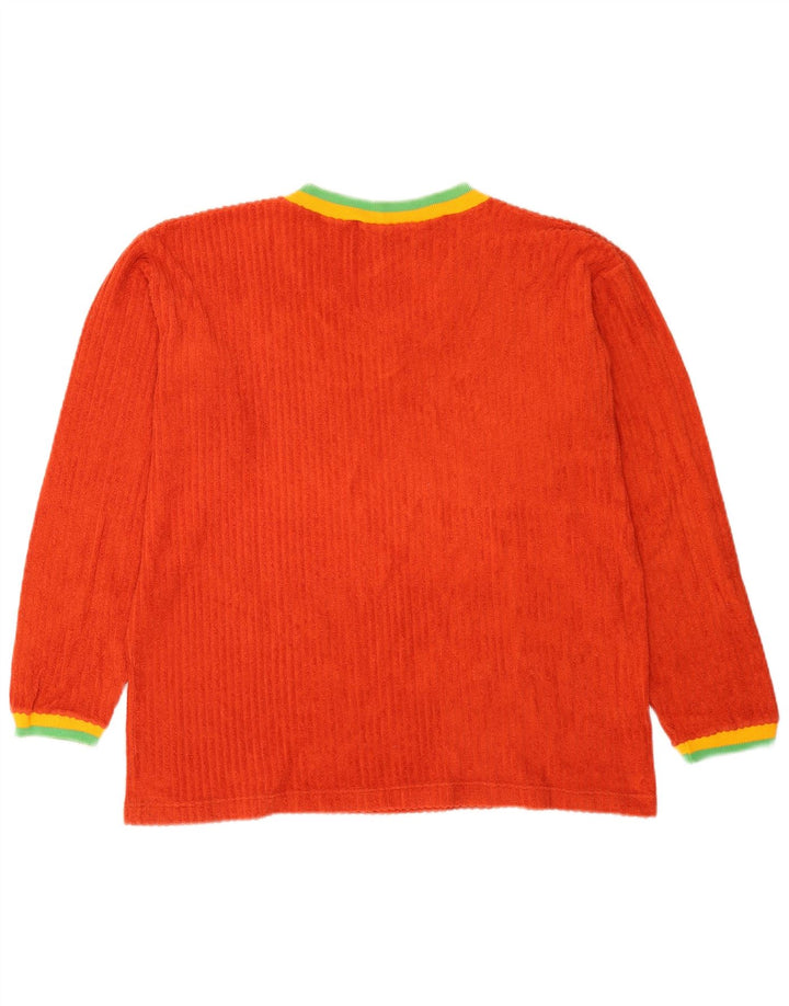 Top damski w stylu vintage, z długim rękawem, US 8, bawełna w kolorze średniej pomarańczy