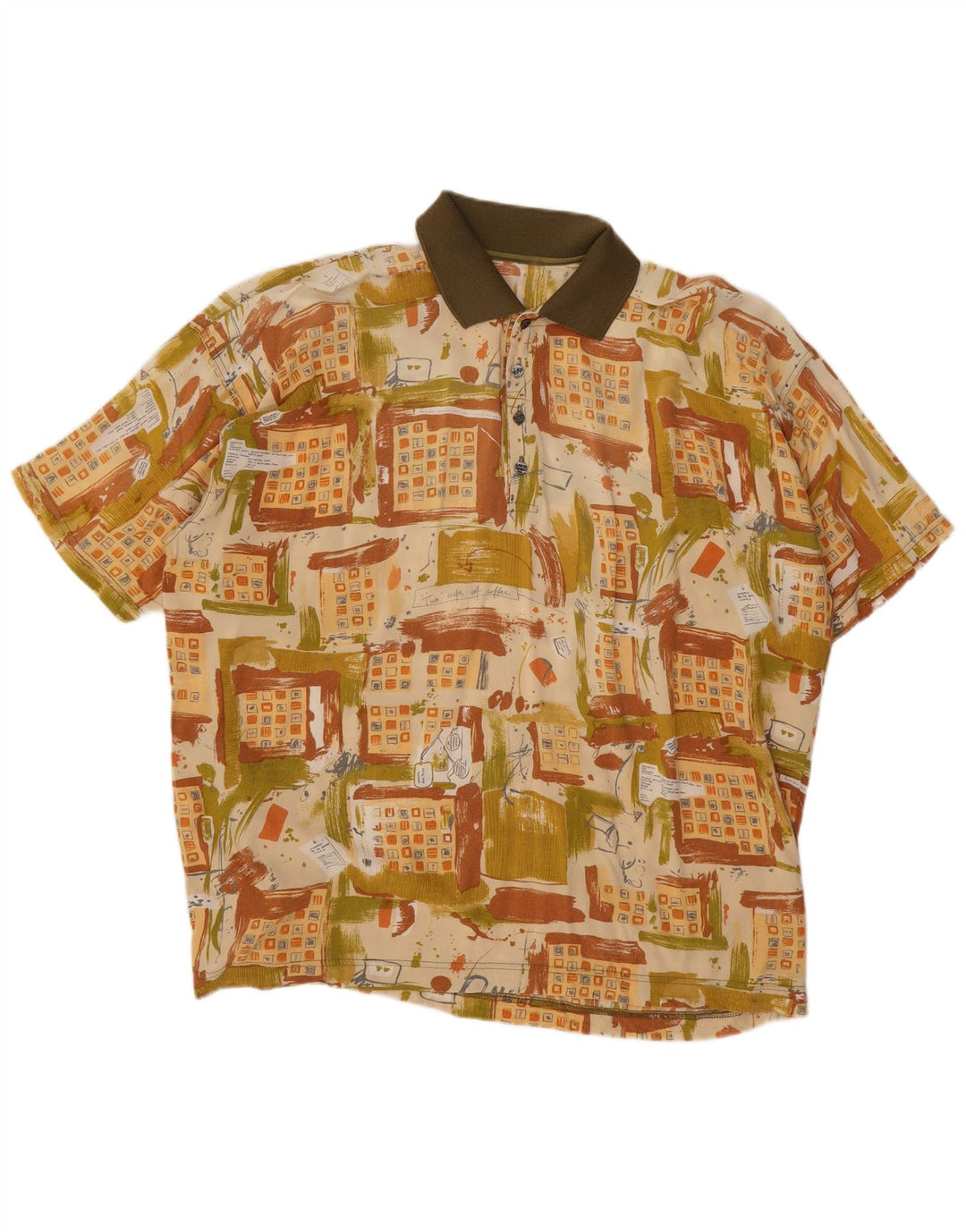 Vintage męska koszula pulowerowa z krótkim rękawem 2XL wielobarwny patchwork