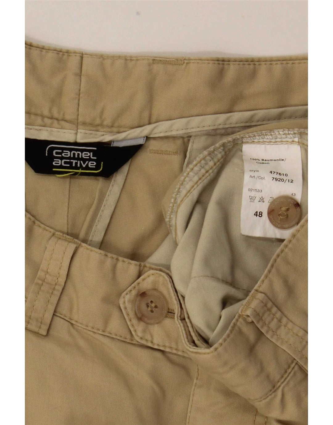Męskie spodnie garniturowe Camel Active EU 48 Medium W33 L32 Beżowa bawełna