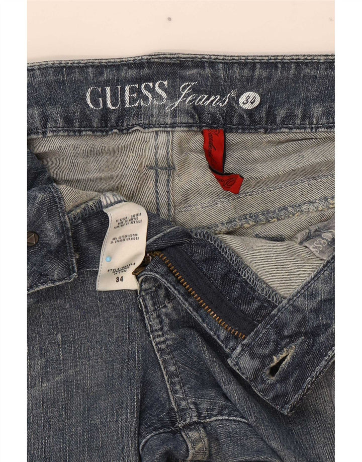 Damskie jeansy Guess w trudnej sytuacji Bootcut W34 L30, niebieska bawełna