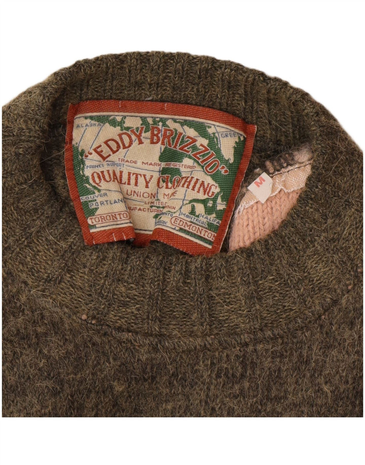 Vintage męski sweter z okrągłym dekoltem, średni khaki Fair Isle