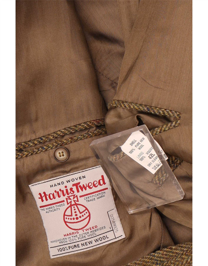 Męska marynarka Harris Tweed Longline UK 42 XL Khaki w jodełkę