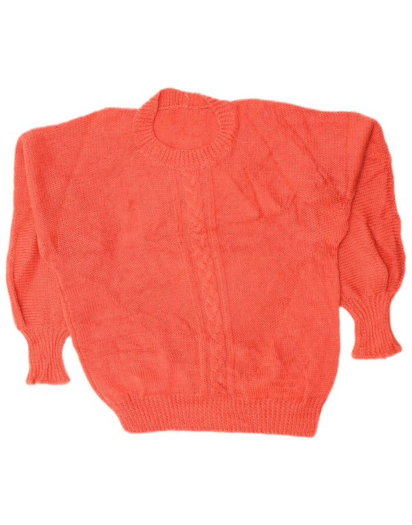 Vintage damski sweter oversize z okrągłym dekoltem UK 20 2XL pomarańczowy