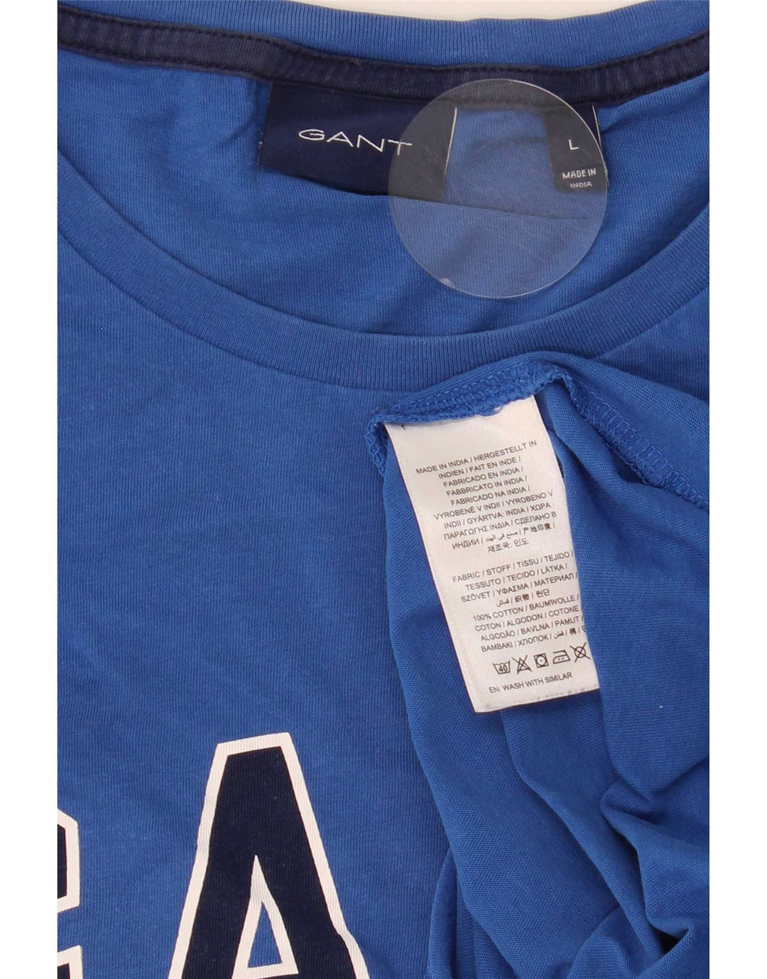 Męski T-shirt z grafiką Gant, duży, niebieski, bawełniany