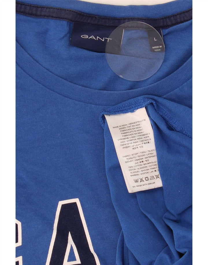Męski T-shirt z grafiką Gant, duży, niebieski, bawełniany