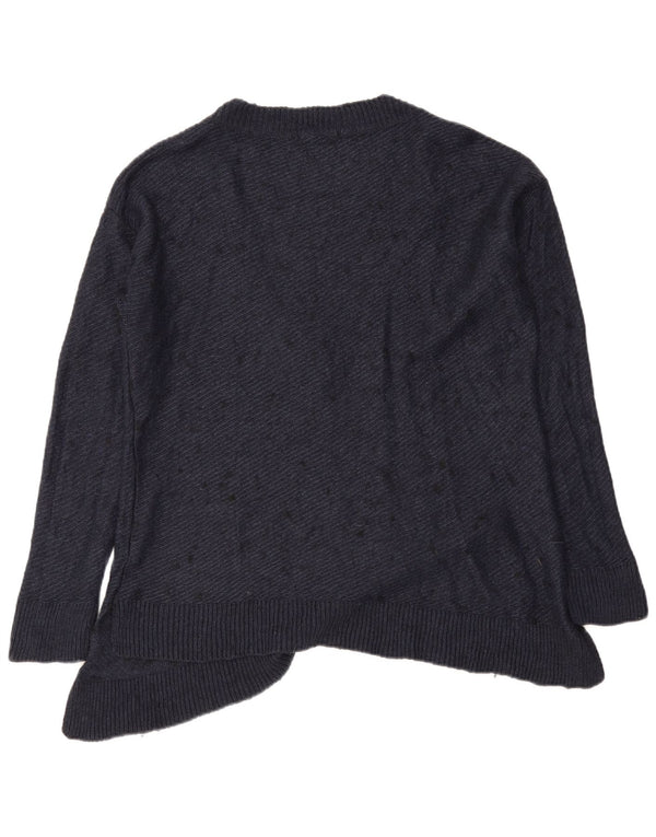 Sweter damski Zara Oversize z dekoltem w kształcie litery V, UK 14, średni granatowy, nakrapiany
