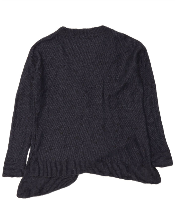 Sweter damski Zara Oversize z dekoltem w kształcie litery V, UK 14, średni granatowy, nakrapiany