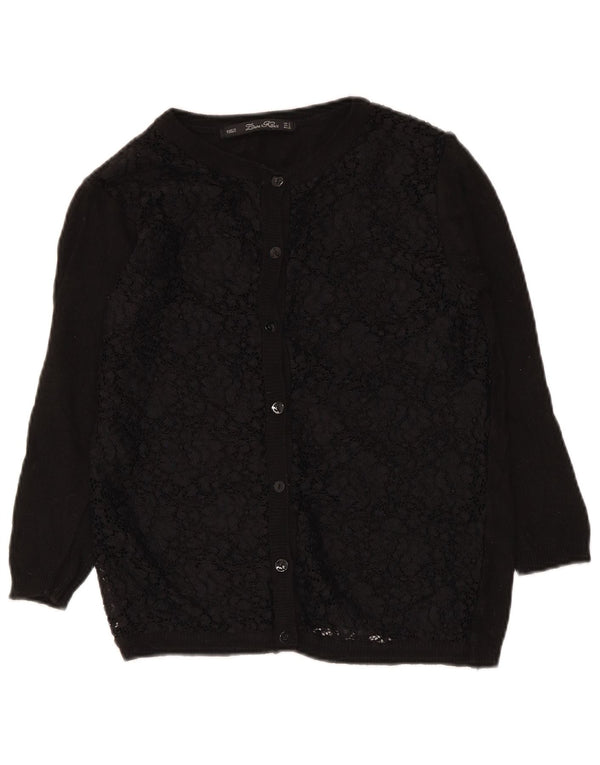 Sweter damski Zara Cardigan UK 10, mały, czarny, w kwiaty