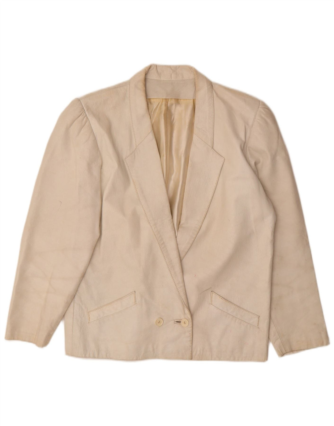 Vintage damski skórzany 2-częściowy zestaw spódnic UK 12 Medium W26 Off White