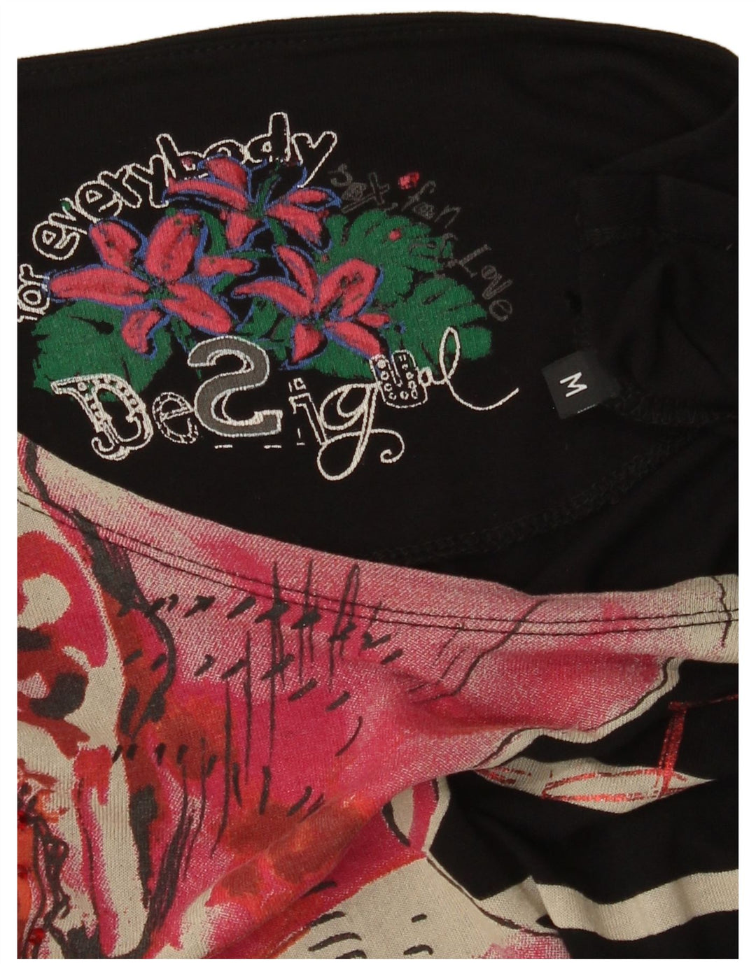 T-shirt damski DESIGUAL Top UK 14 Średni czarny w kwiaty