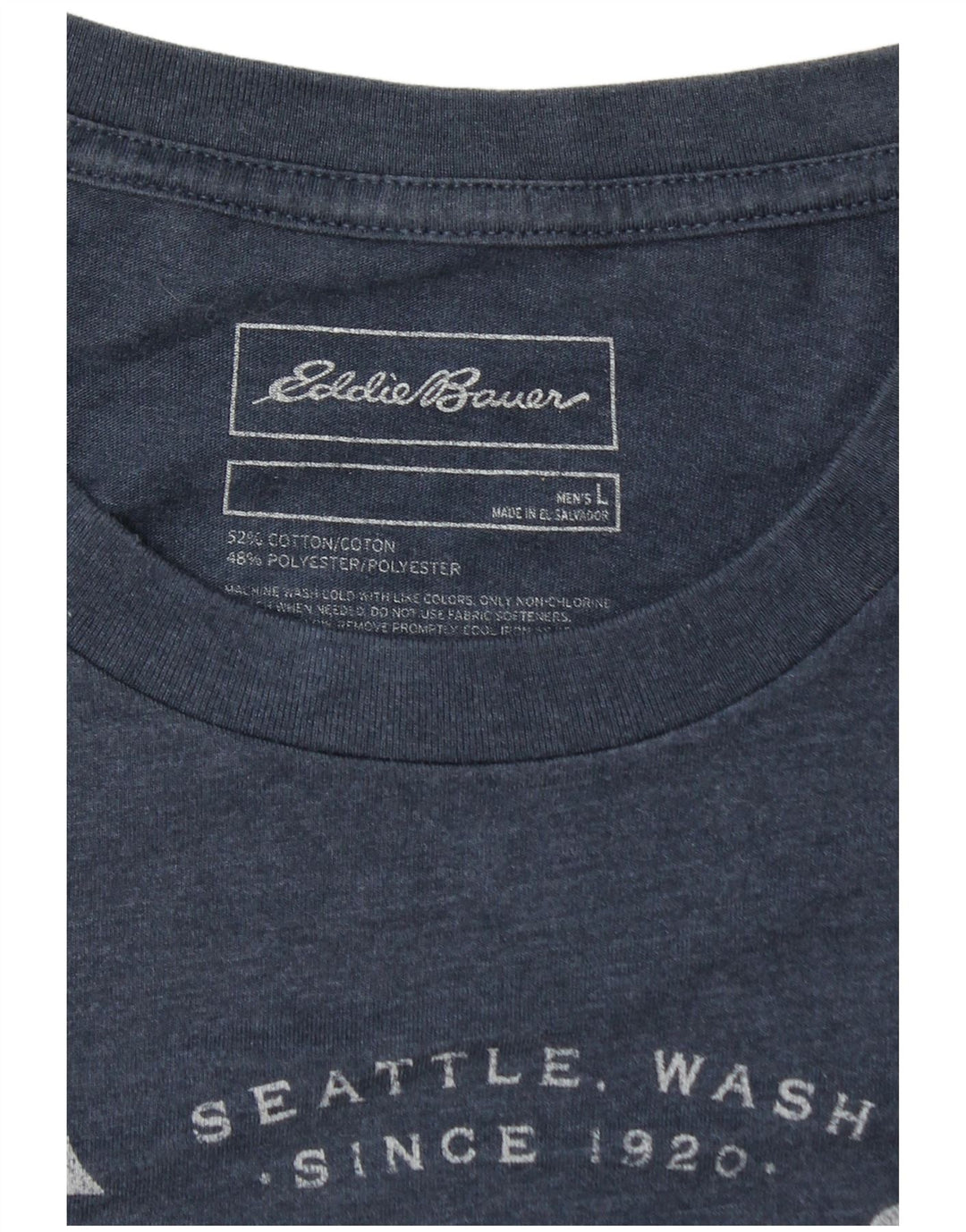 Męska koszulka z grafiką EDDIE BAUER, duża, niebieska, bawełniana