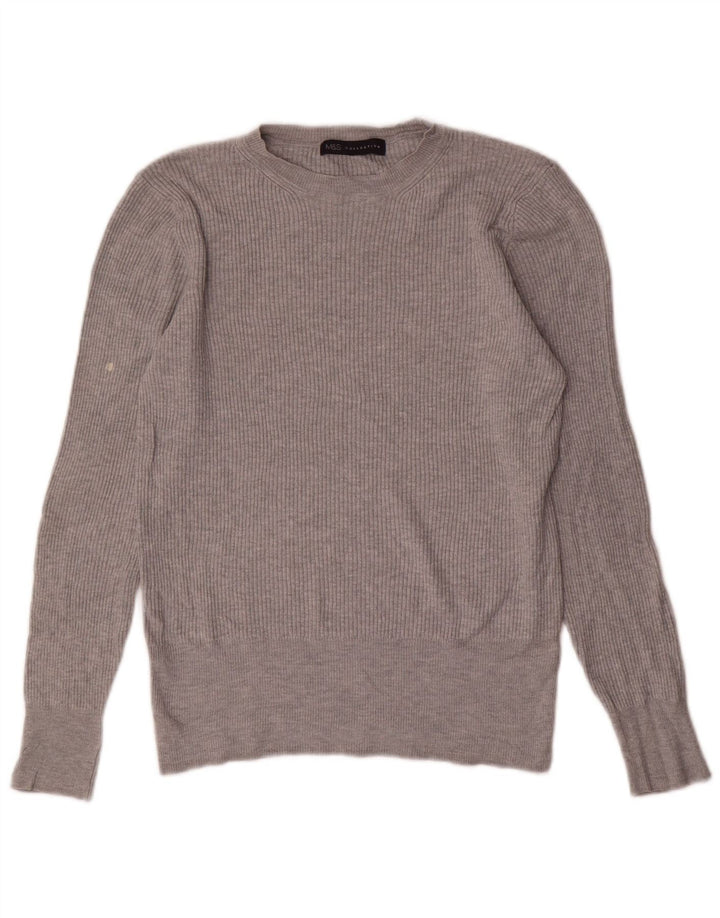 Sweter damski Marks & Spencer z okrągłym dekoltem, UK 12, średnioszara wiskoza