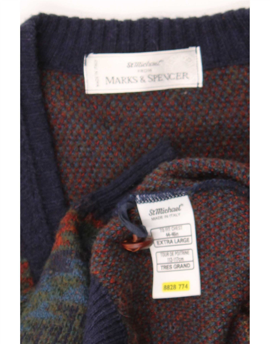 Marks & Spencer Męski sweter St. Michael Cardigan XL Granatowy Retro