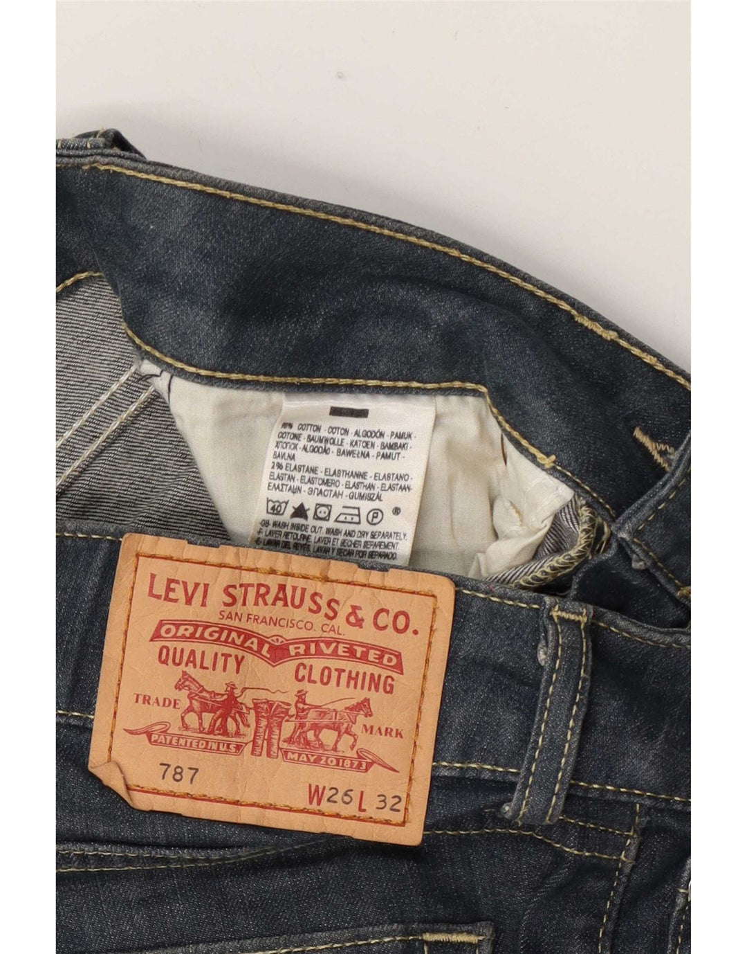 Damskie proste dżinsy Levi's W26 L32 Granatowa bawełna