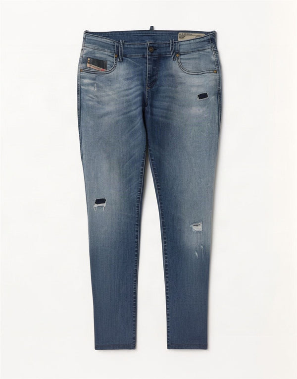 Diesel Damskie Guppe Distressed Super Slim Skinny Jeans W32 L32 Niebieskie bawełniane