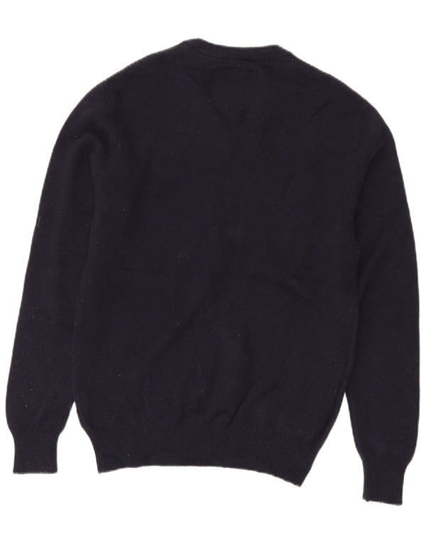 Sweter damski Jack Wills z dekoltem w kształcie litery V, UK 14, średni granatowy, wełna merynosów