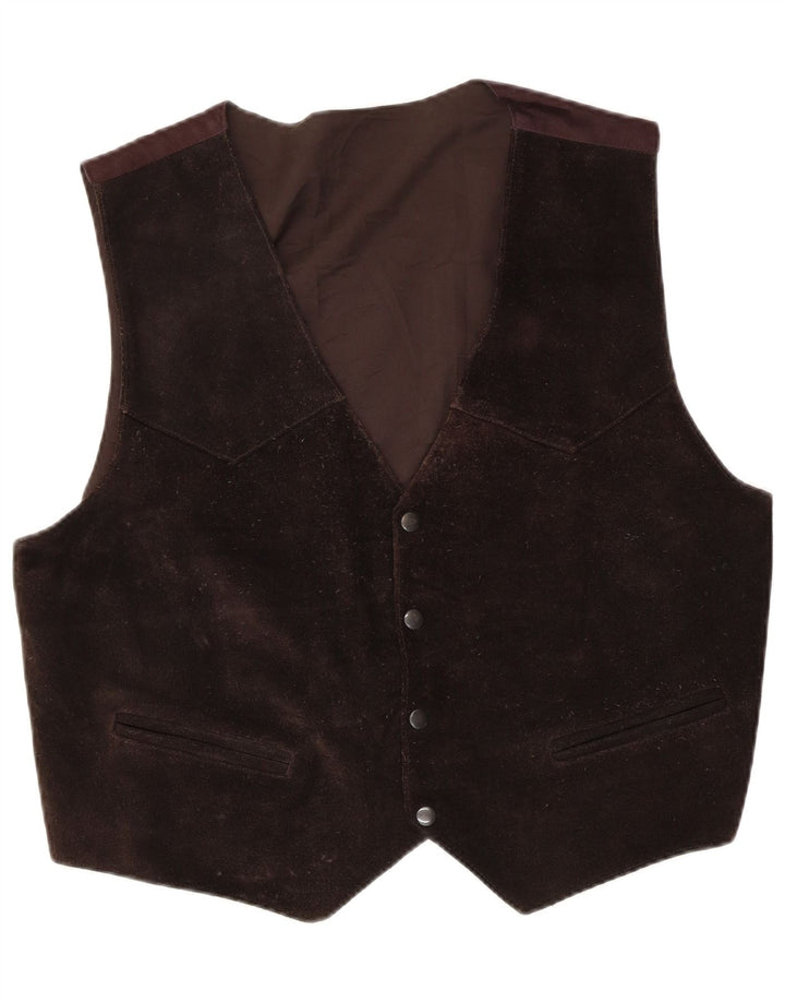 Vintage męska zamszowa kamizelka 2XL brązowy poliester