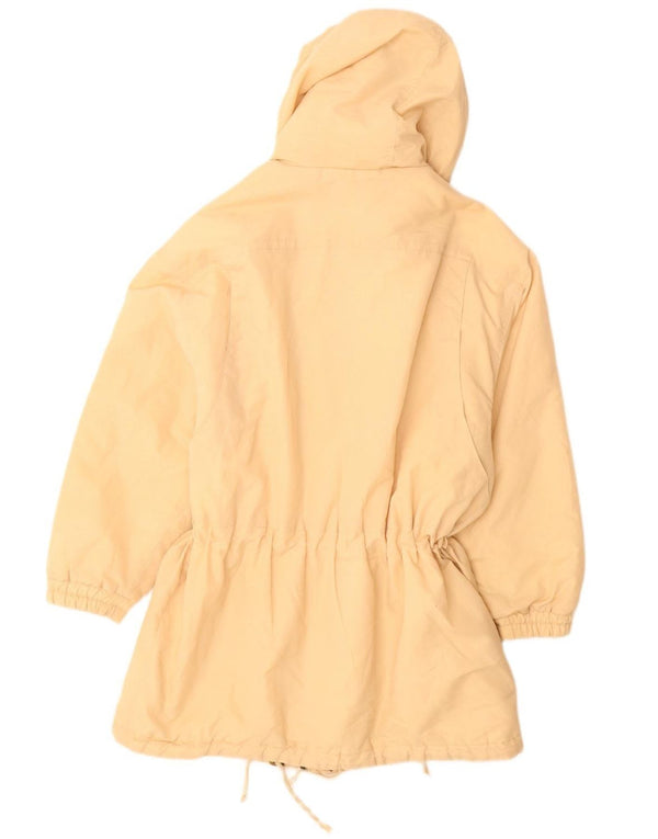 Damski płaszcz z kapturem i ociepleniem w stylu VINTAGE EU 38, średni beżowy poliester