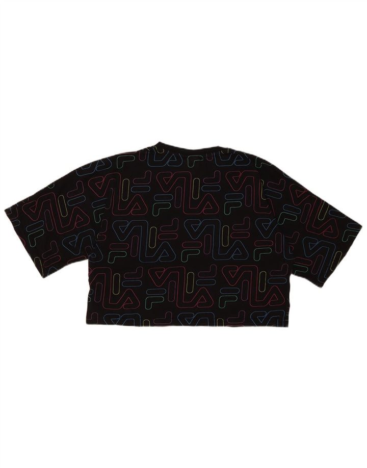 Dziewczęca koszulka z krótkim rękawem FILA z grafiką, 15-16 lat, czarna bawełna