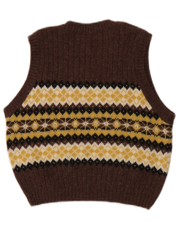 Damski podkoszulek Stefanel Crop Vest UK 10 Small Brown Fair Isle Wool