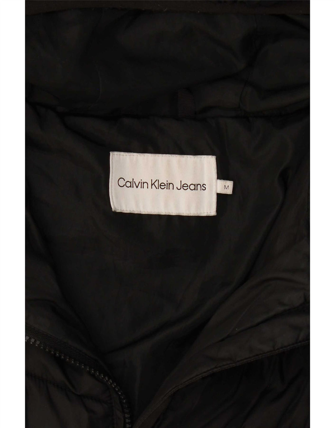 Damski ocieplany płaszcz z kapturem Calvin Klein UK 14, średni czarny poliester