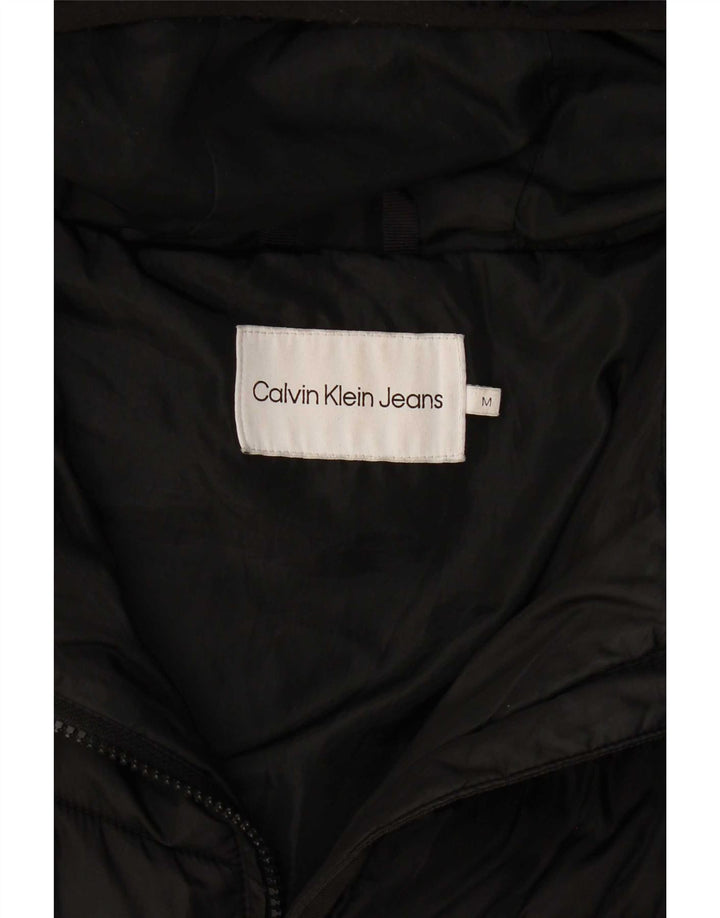 Damski ocieplany płaszcz z kapturem Calvin Klein UK 14, średni czarny poliester
