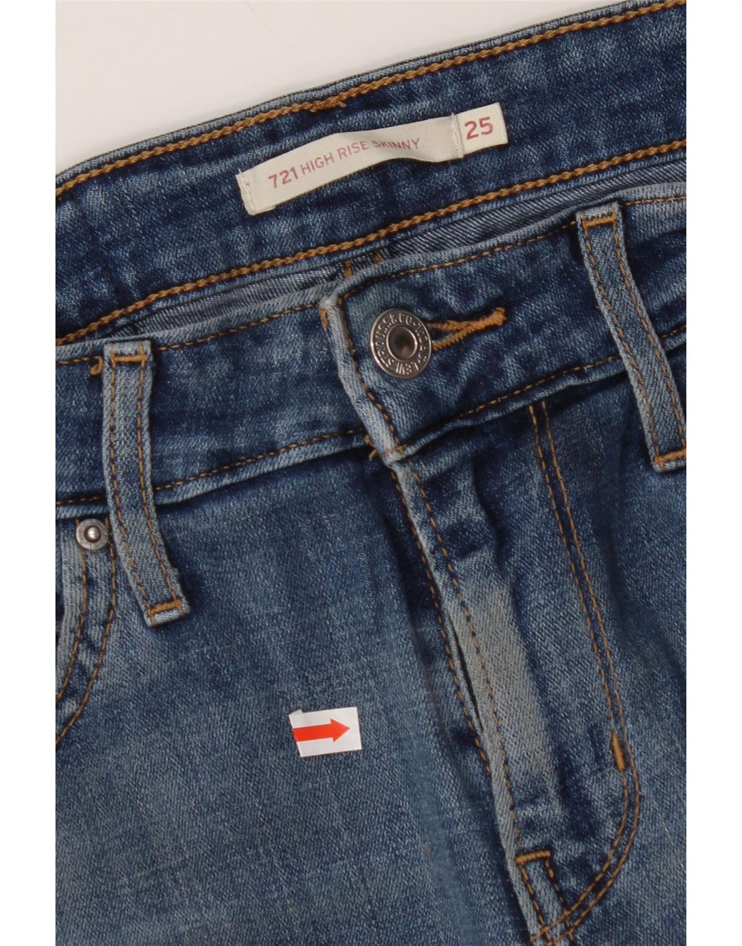 Damskie jeansy LEVI'S 721 z wysokim stanem W25 L30 Niebieska bawełna