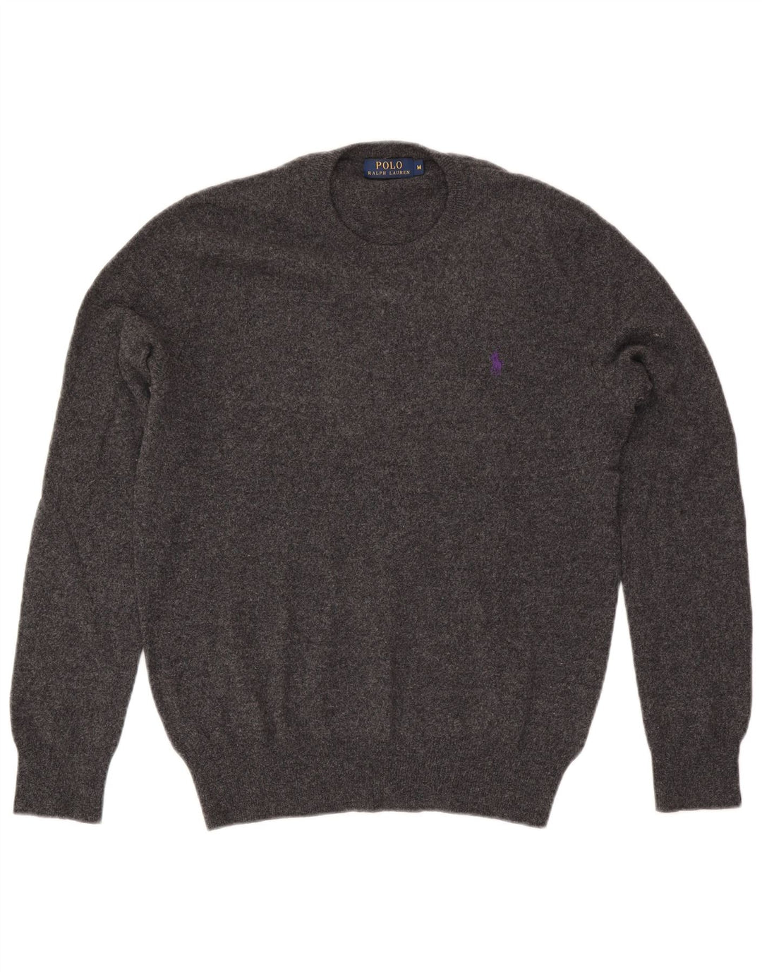 Męski sweter z okrągłym dekoltem Polo Ralph Lauren, średnioszary, wełniany