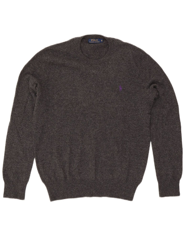 Męski sweter z okrągłym dekoltem Polo Ralph Lauren, średnioszary, wełniany