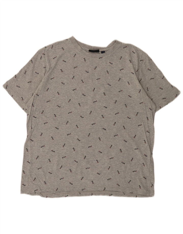 Męski T-shirt z grafiką FILA, duży, szary, bawełniany