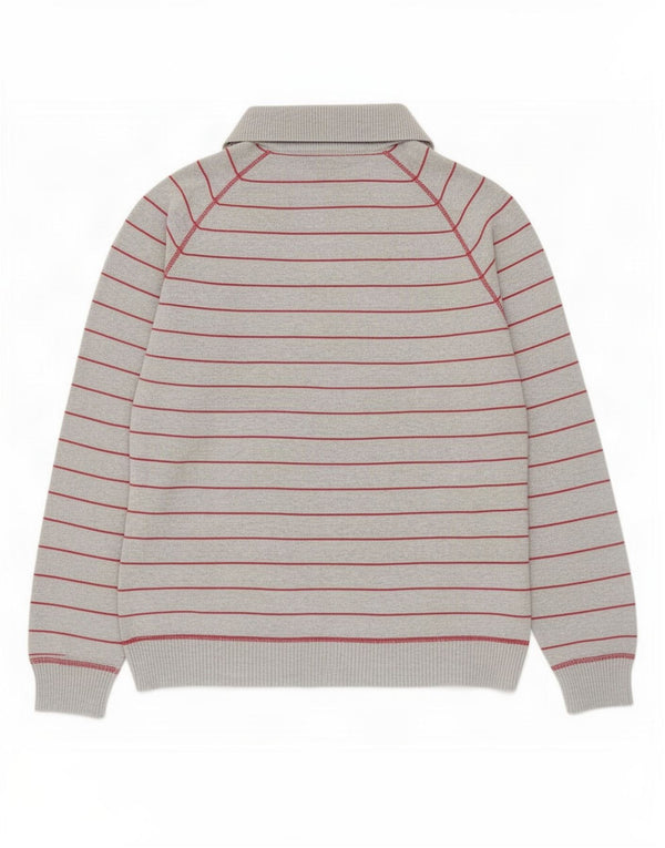 Męski sweter Zara z dekoltem w kształcie litery V, XL, szary, bawełniany w paski
