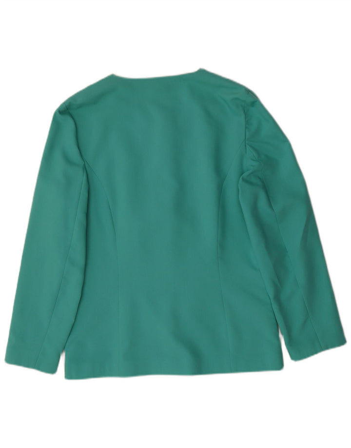 VINTAGE Womens Blazer Jacket UK 14 Large Green Floral Polyester