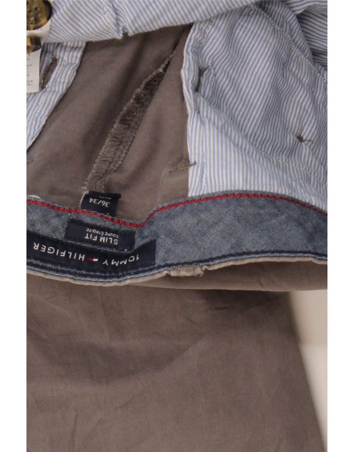 Męskie spodnie chino slim fit TOMMY HILFIGER W36 L31 szara bawełna