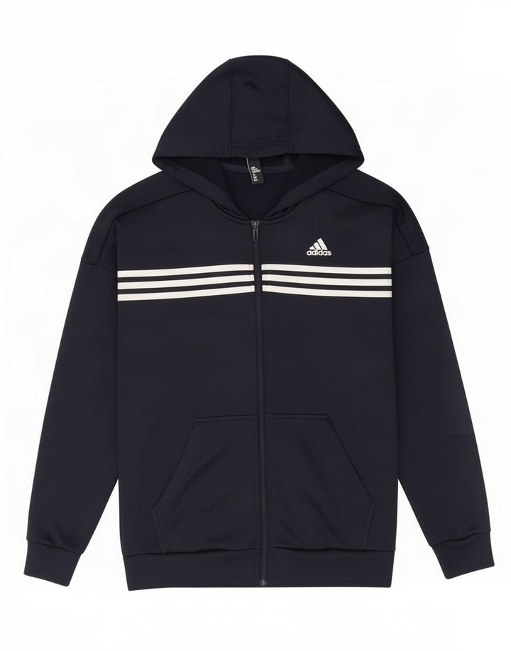 Adidas Męski sweter z kapturem i zamkiem błyskawicznym, średni granatowy poliester