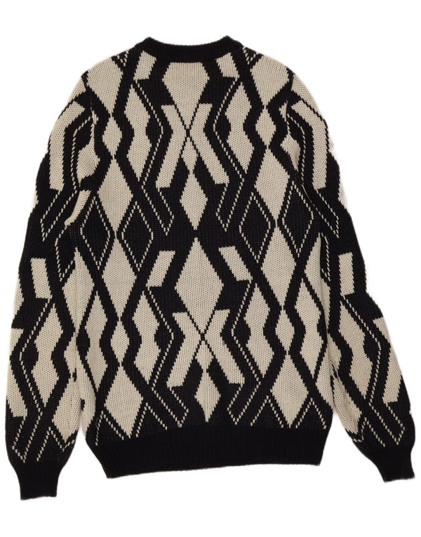 Sweter damski w stylu vintage z okrągłym dekoltem UK 20 2XL Szary geometryczny