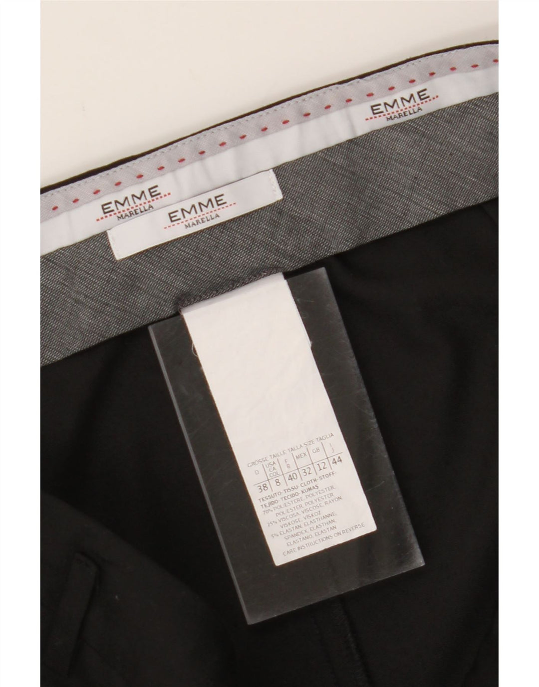 EMME Womens Slim Suit Trousers UK 12 Medium W32 L30 Black Polyester Vintage Emme and Second-Hand Emme from Messina Hembry 
