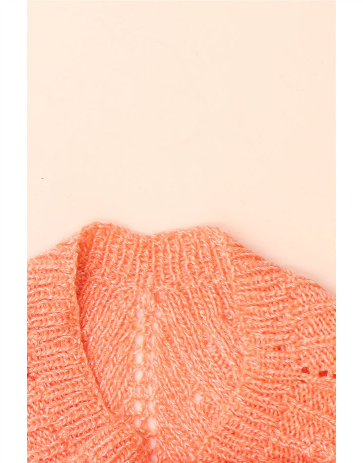 Sweter damski VINTAGE z dekoltem w łódkę UK 14, duży, pomarańczowy Chevron