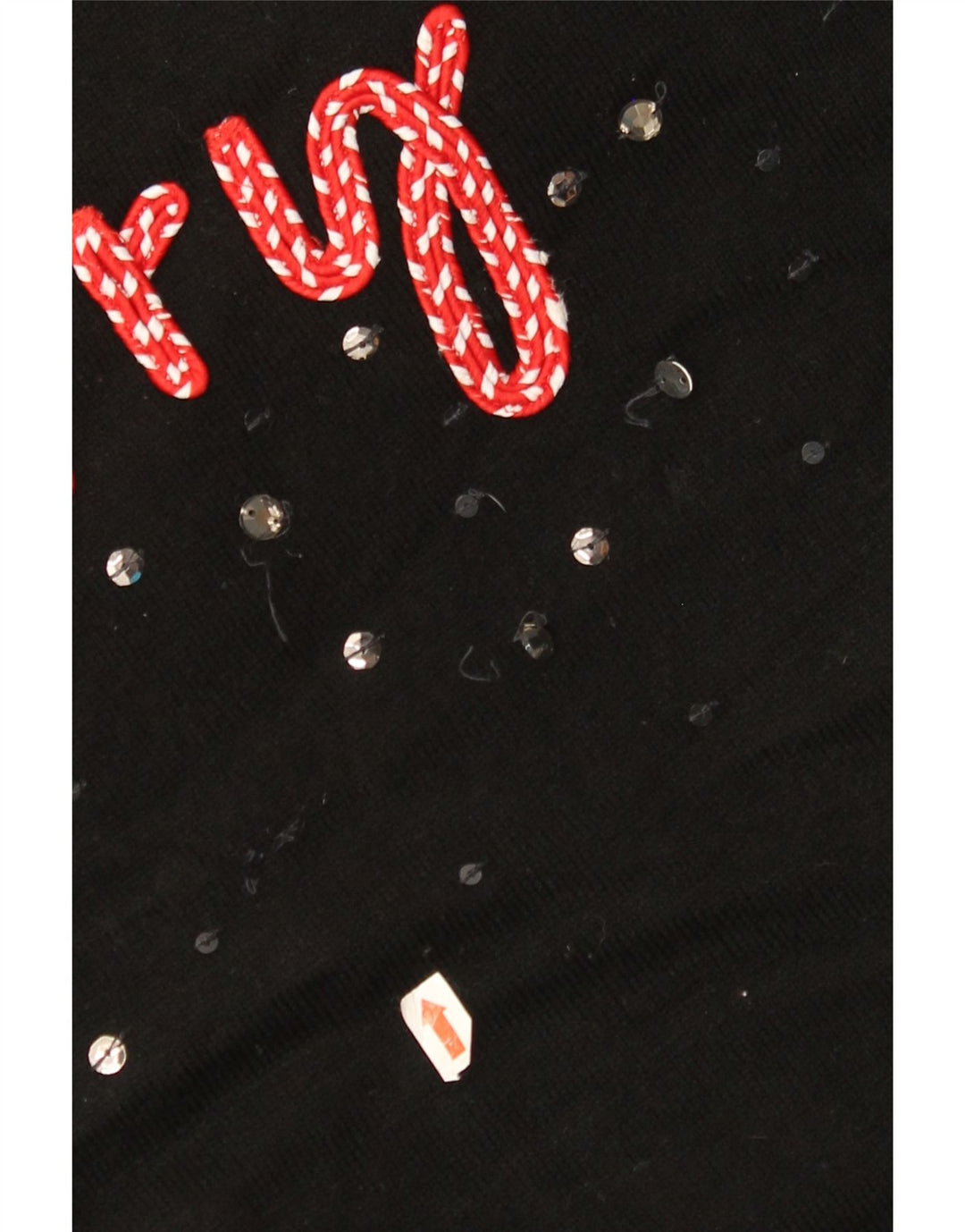 MARKS & SPENCER Womens Graphic Crew Neck Jumper Sweater UK 14 Medium Black