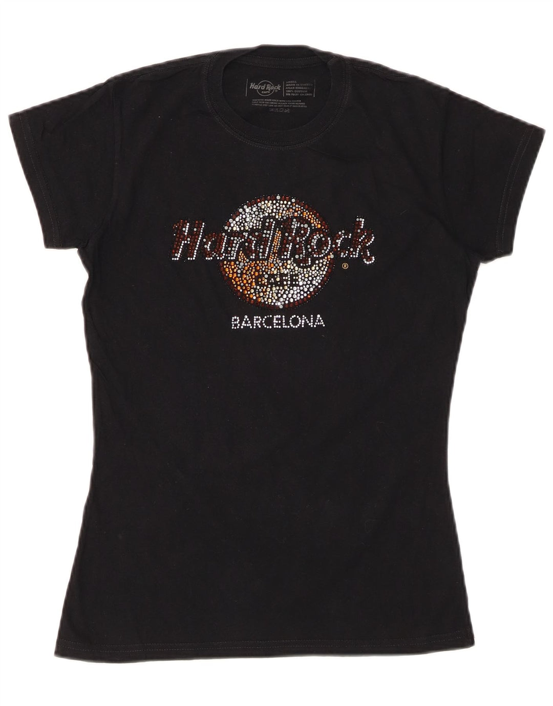 T-shirt damski HARD ROCK CAFE Barcelona z grafiką Top UK 10, mały, czarny